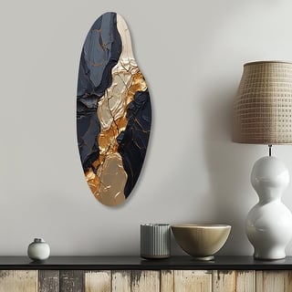 Minimalism Chrome Gold And Black Poteries II - Abstract Spirals Metal Wall Art - Modern Metal Curved Shape Print