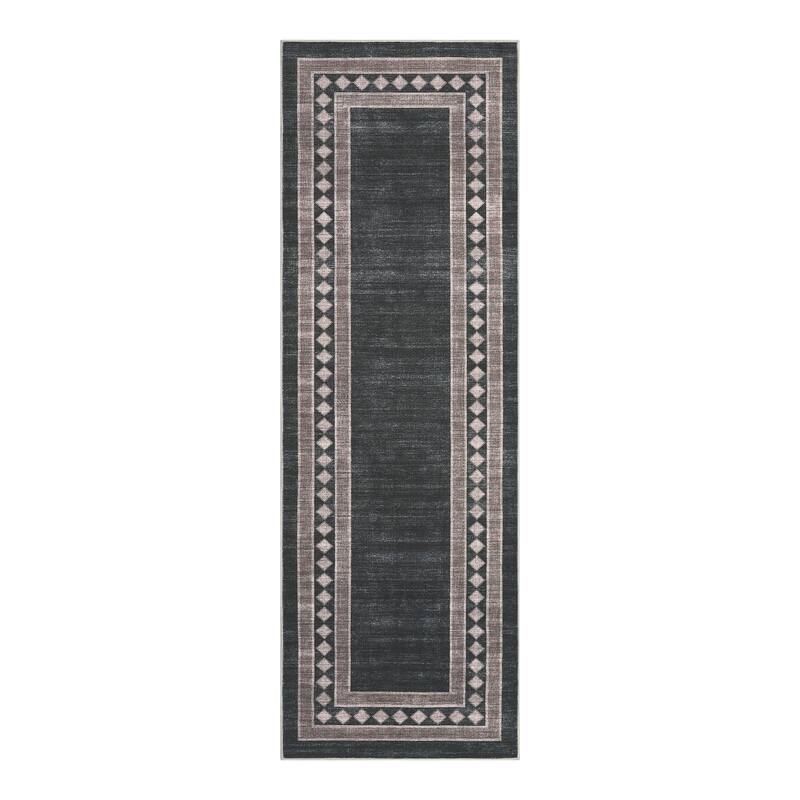 Modern Bordered Rug Non Slip Low Pile Area Rugs for Living Room, Machine Washable Area Rugs Soft Throw Rugs