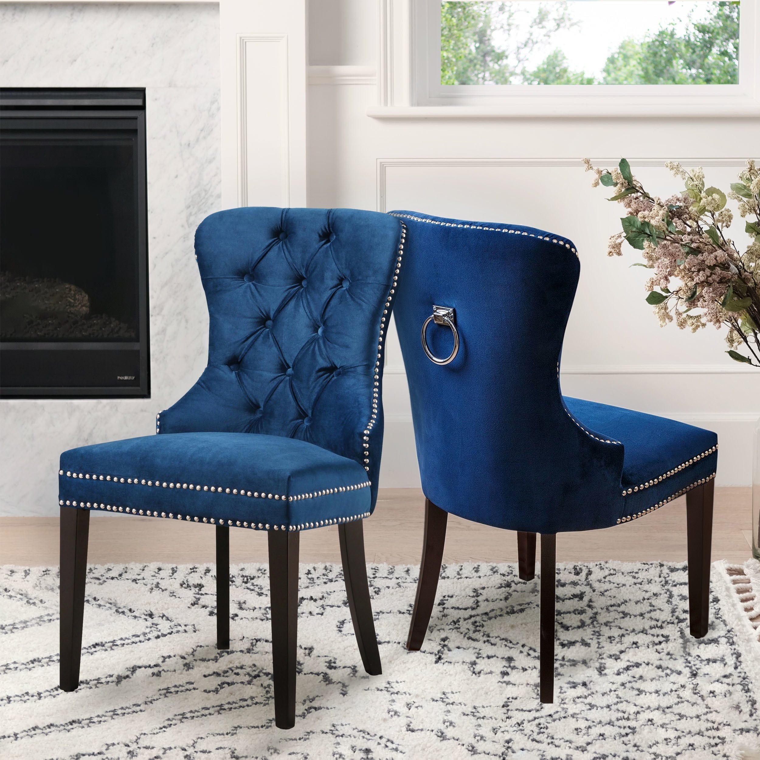 Abbyson Versailles Blue Tufted Dining Chair On Sale Overstock 10855756