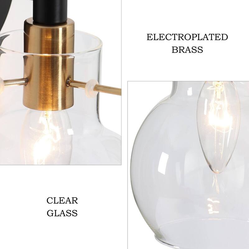 Isha Modern Black Gold 1-Light Bathroom Wall Sconce with Globe Glass - 5" L x 6" W x 10.5" H