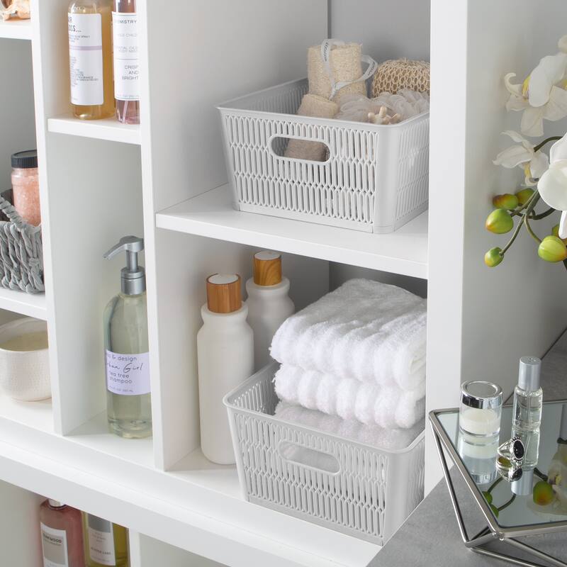 Simplify 4 Pack Slide 2 Stack It Storage Tote Baskets