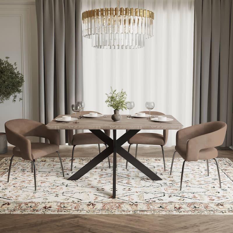 Ravenna 5-Piece Dining Set 63-Inch Rectangular MDF Tabletop Dining Table and 4 Arm Chairs