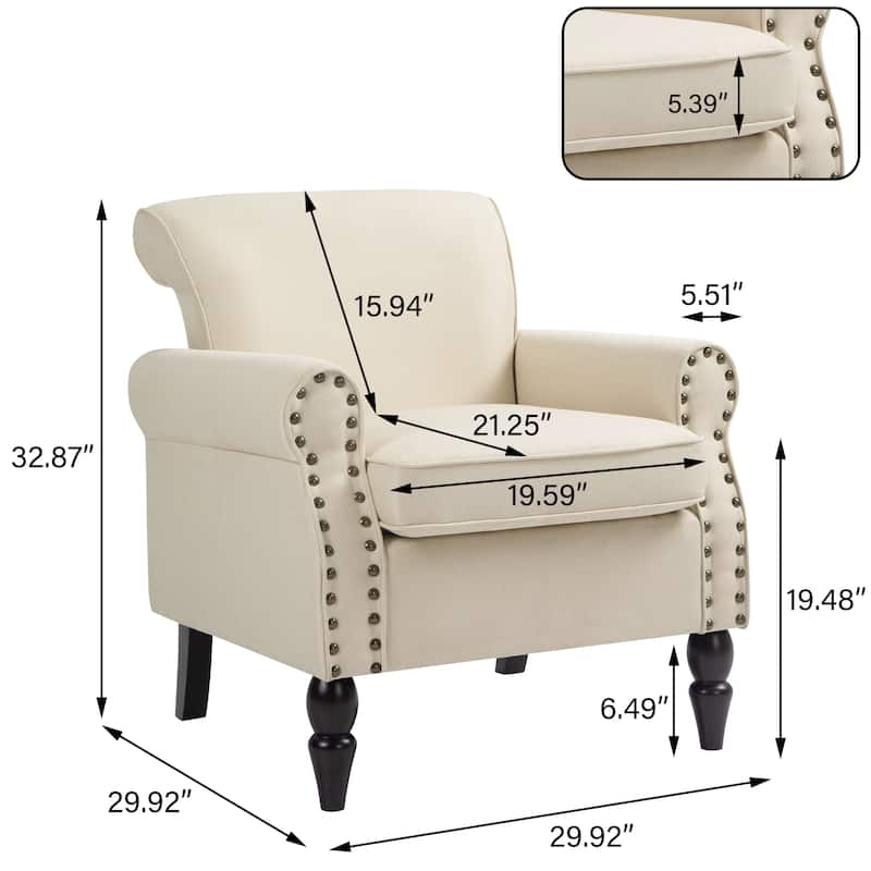 Mid-Century Modern Accent Chairs with Nailhead Trim