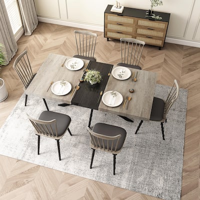 Retro Rectangular Dining Table with Carole Top and Black Embossed Center Plate