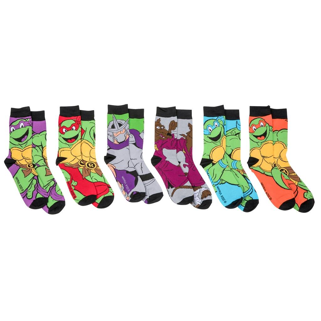 Teenage Mutant Ninja Turtles Characters 6Pack Crew Socks