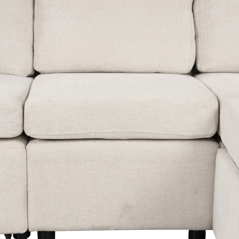 Convertible Sectional Sofa with Pull-out Sofa Bed and Dual Cup Holders