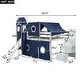 preview thumbnail 11 of 32, Full Loft Bed with Tent & Tower, Castle Design, Blue, Fun & Spacious