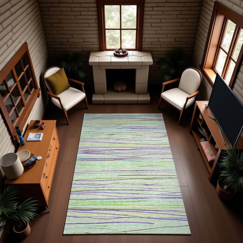 Premium Washable Super Soft Stripes Mayfield Rug - Mint - 3' x 5'