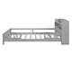 preview thumbnail 8 of 10, Classic Full Size Platform Kids Bed Frame with LED Light, Multi-functional Storage Headboard and Safety Guardrail, Antique Grey