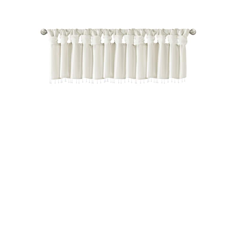Lightweight Faux Silk Valance With Beads White 50x26"