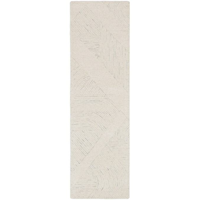 DKNY Pure Patterns Indoor only Abstract Area Rug - Ivory/Grey - 2'3" x 7'6"