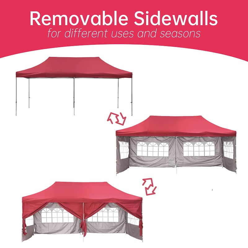 Ainfox 10x20Ft Pop up Canopy Tent Party Heavy Duty Instant Gazebo with 4 Removable Sidewalls