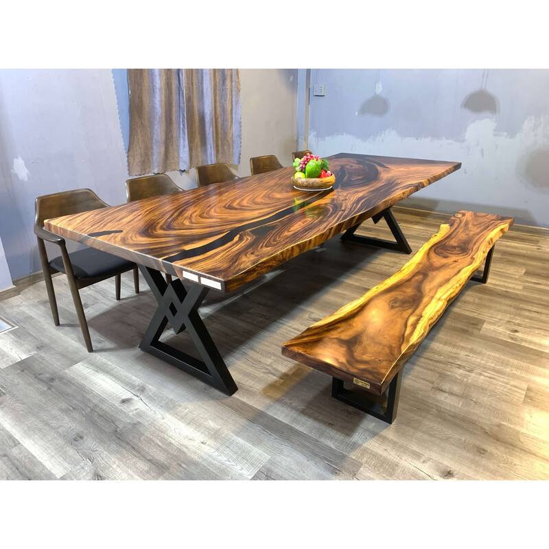 Sundaland 118" Large Slap Live Edge Dining Table - Style 2