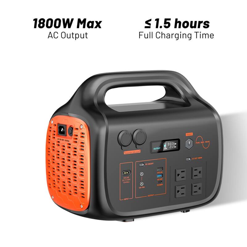 Portable Power Station Solar Generator with AC Outlet for Home Use, Camping, Emergencies - 1800W - N/A