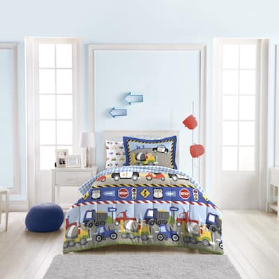 Dream Factory Trucks and Tractors Twin-size 5-piece Bed in a Bag with Sheet Set