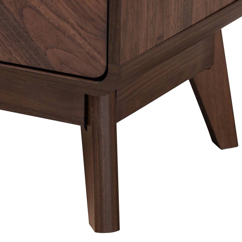 Markell Mid-Century Transitional Walnut Brown Finished Wood 2-Drawer Nightstand