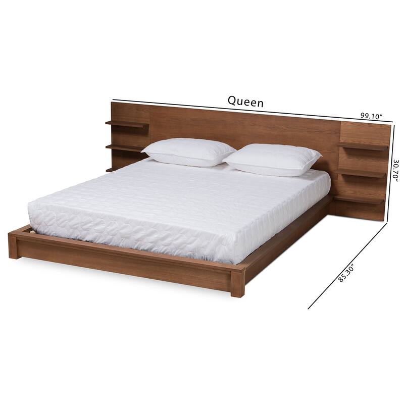 Elina Modern and Contemporary Platform Storage Bed with Shelves