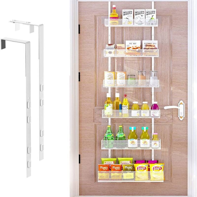 Over the Door Pantry Organizer 6Tier Mesh Basket Hanging - 5.6"D x 17"W x 72.45"H - 5.6"D x 17"W x 72.45"H - White