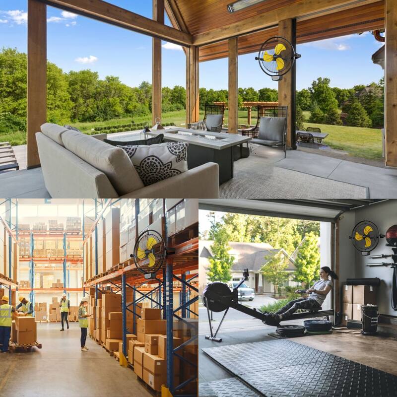 20" Industrial Black 3-Speed Commercial Grade Wall Fan with Remote