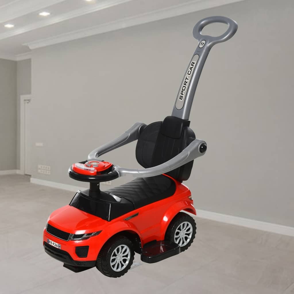 2-in-1 Push Car for Toddlers, Ride-On Stroller Sliding Car with Music, Horn, Lights for Boys and Girls 1-3 Years - Red