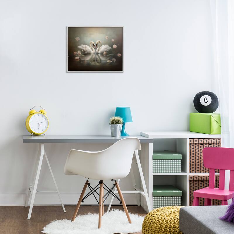Stupell Romantic Swans Reflection Framed Giclee Art Design By Arlington Prints