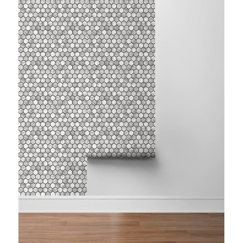 NextWall Marble Hexagon Peel and Stick Wallpaper