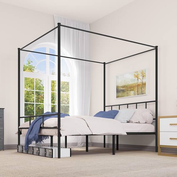 Queen Bed Frame Metal Canopy Four Poster Bed Frame On Sale Bed Bath