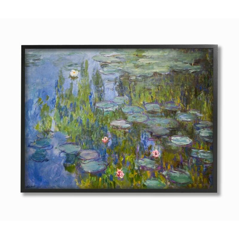 Stupell Monet Impressionist Lilly Pad Pond Painting, 11 x 14, Design By Artist Claude Monet - Multi-Color - 24 x 30 - Black