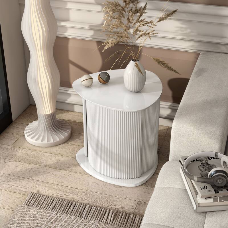 Furniture of America Astra Modern 2-Piece Glossy White Triangle Storage Coffee Table Set