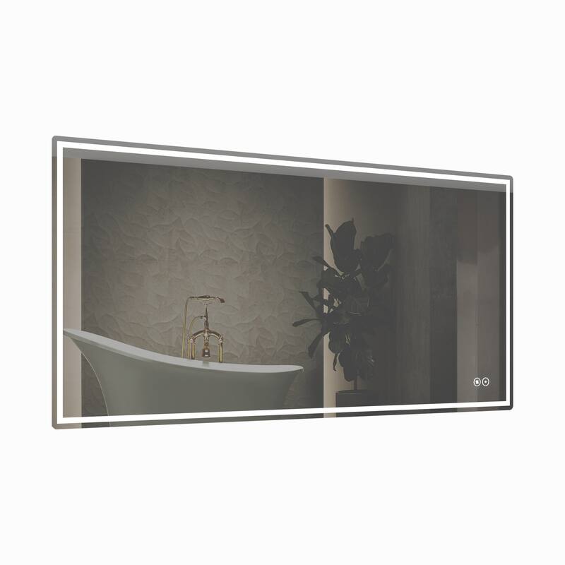 CB HOME Bathroom Mirror with Lighted, LED Wall Mounted Anti-Fog Bathroom Vanity Mirror, Backlit&Front Lighted,Frameless,Dimmable