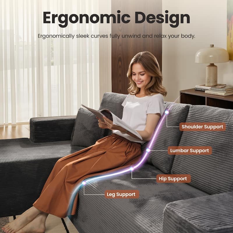 ​​OVIOS Lazy Chaise Lounge Sofa with Ottoman​