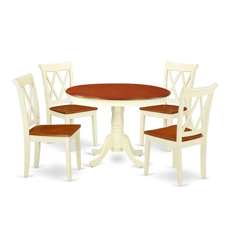 Round Dining Set 5pc - 42 Inch Table & 4 Chairs - Baroque Style Kitchen Set