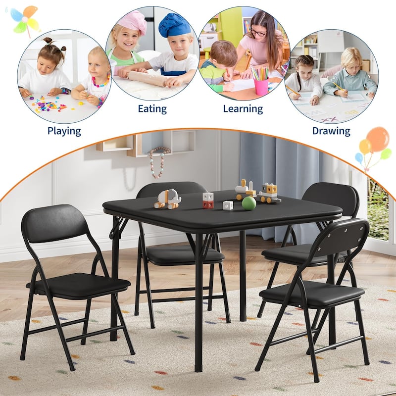 3/5-Piece Kids Folding Table and Chairs Set, Toddlers Children's Activity Table and Chairs Set