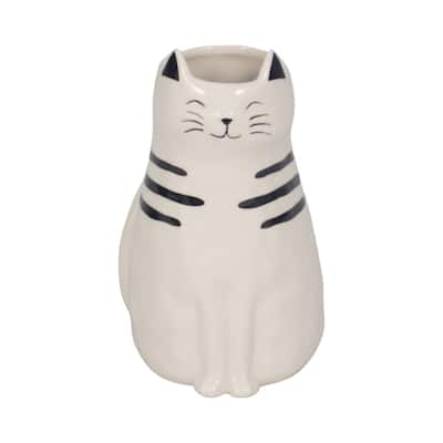 Sagebrook Home Black and White Ceramic Cat Figurine