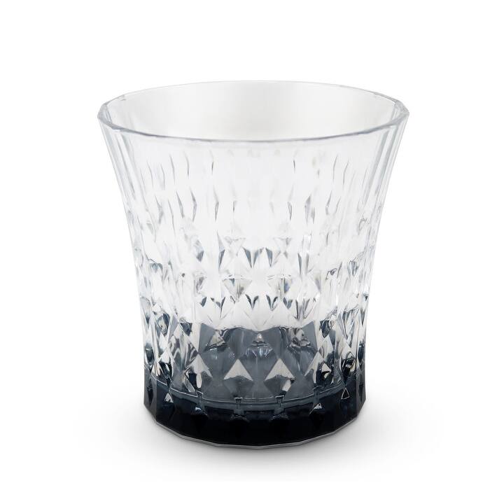 Liscio Ottico - Set of 6 Diamond Cut Glasses with Colored Shade on the Bottom - Highball - Smoked