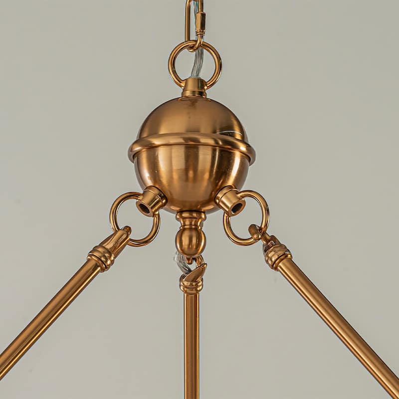 Vintage Chandelier 6-Light Classic Pendant Fixture with White Shades for Elegant Interior Lighting