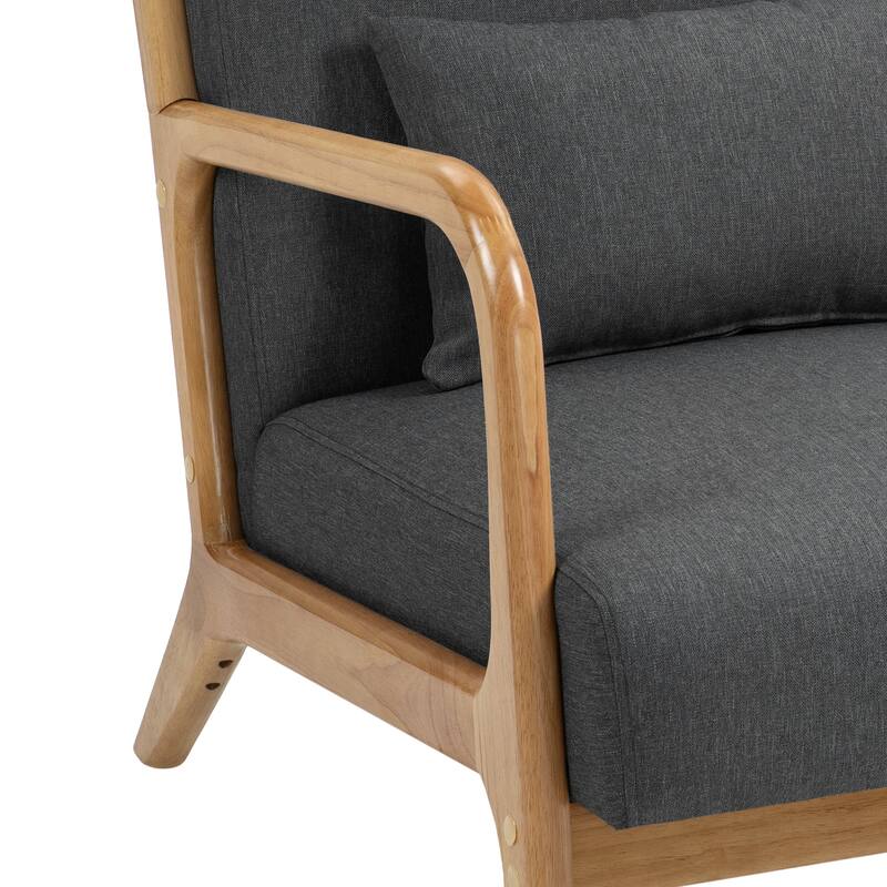 Mid-Century Modern Upholstered Accent Chair with Wood Frame