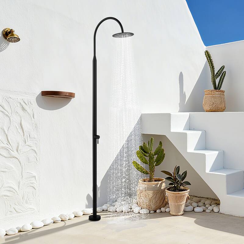 81"H Stainless Steel Freestanding Outdoor Shower with Handheld Shower