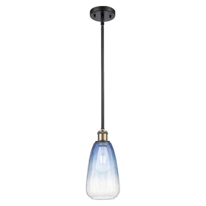 Innovations Lighting Endless Possibilities Ballston - Brookhaven Almond - 1 Light 6" Stem Hung Mini Pendant - Black Antique Brass/Sapphire Blue