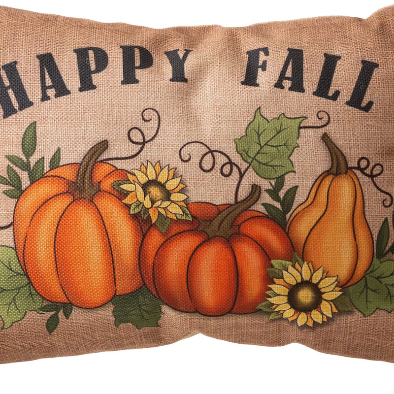 Glitzhome 18"L Faux Burlap Fall Thanksgiving Pumpkin Pillow Indoor Decor