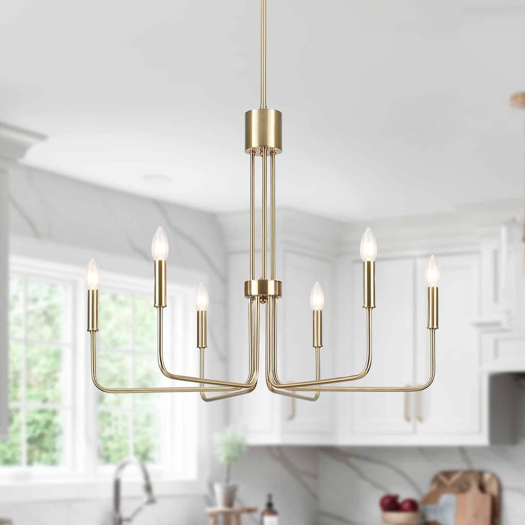 Farmhouse 6-Light Candle Chandelier Rustic Linear Pendant Light for Dining Room