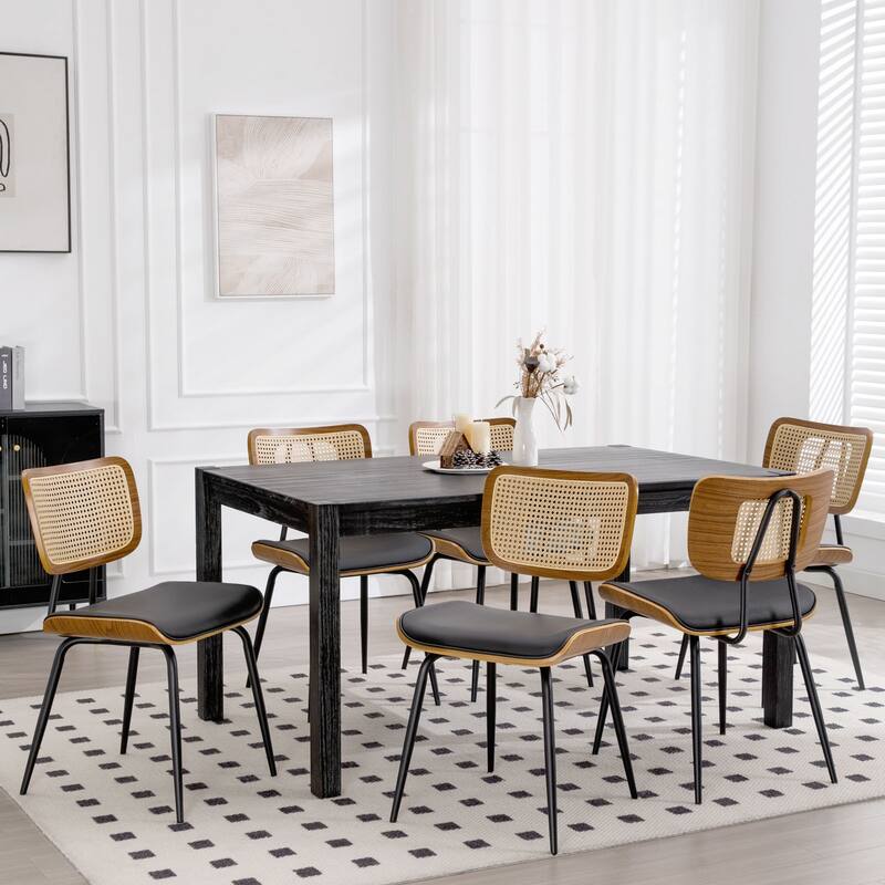 Faux Leather Upholstered Dining Chairs Set of 2/4 - 33.5" H x 17.5" W x 23" D