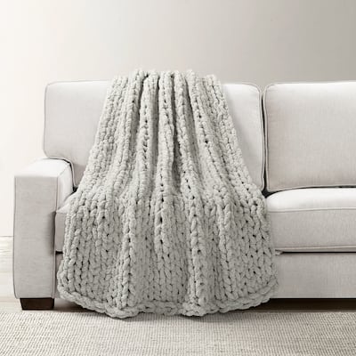 Lush Decor Hygge Ultra Soft Cozy Chenille Chunky Knit Throw