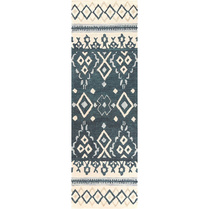 Alora Decor Lavine Hand-tufted Wool Rug - 2'6" x 8' - Dark Blue/Gray