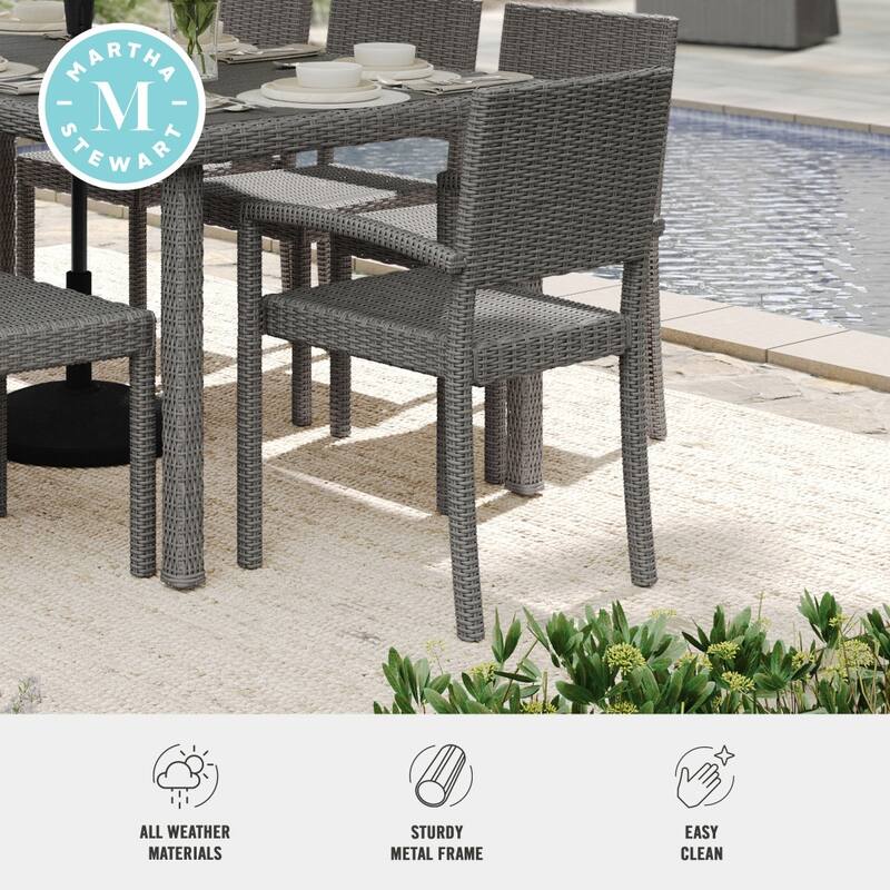 Martha Stewart 2PK Outdoor Rattan Wicker Stackable Dining Armchairs - 21"W x 22.5"D x 33.5"H