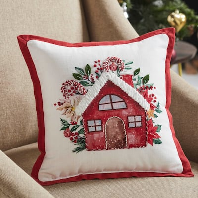 Candy Cane Cottage Pillow 12x12