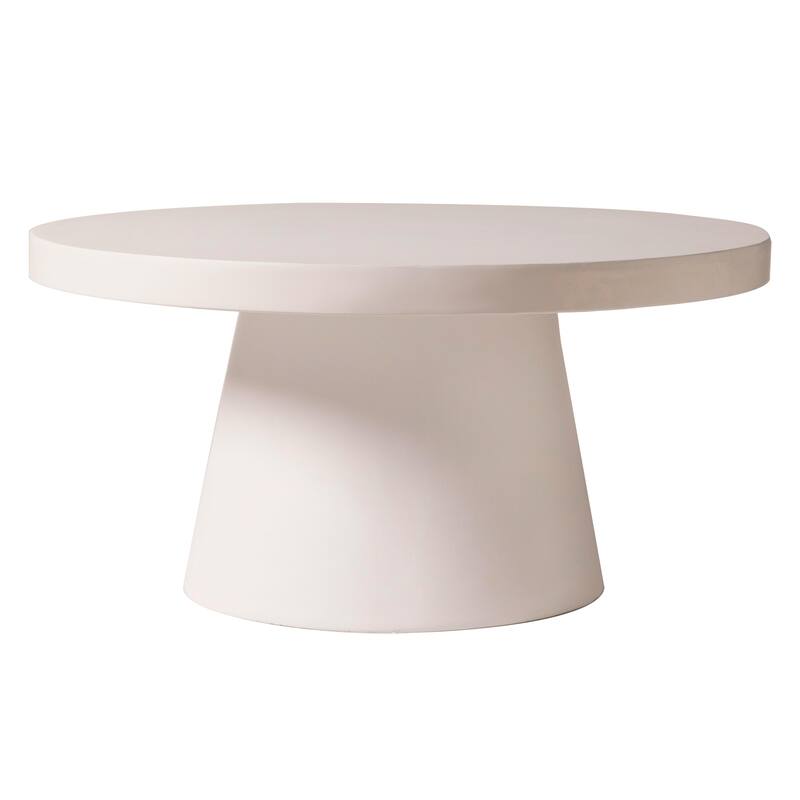 Modern Fiberstone Side Table With Round Tabletop and Pedestal Base
