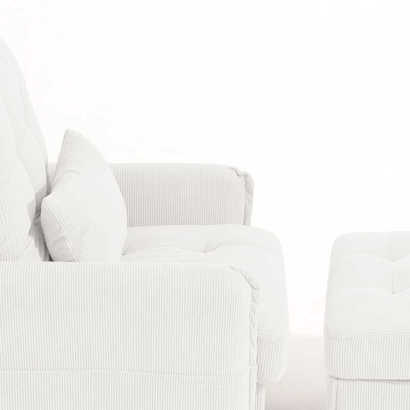 Adjustable Backrest Upholstered Accent Chair with Storage Ottoman Set