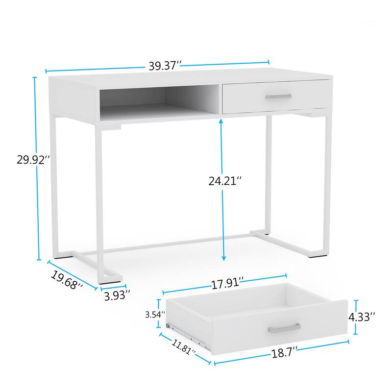 Computer Writing Study Desk with 2 Drawers
