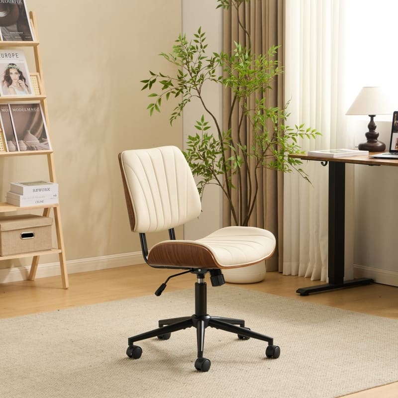 PU Trapezoid Curved Back Swivel Office Chair